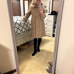 Vintage Persian Lamb with mink cuff and collar Swing Coat in Camel